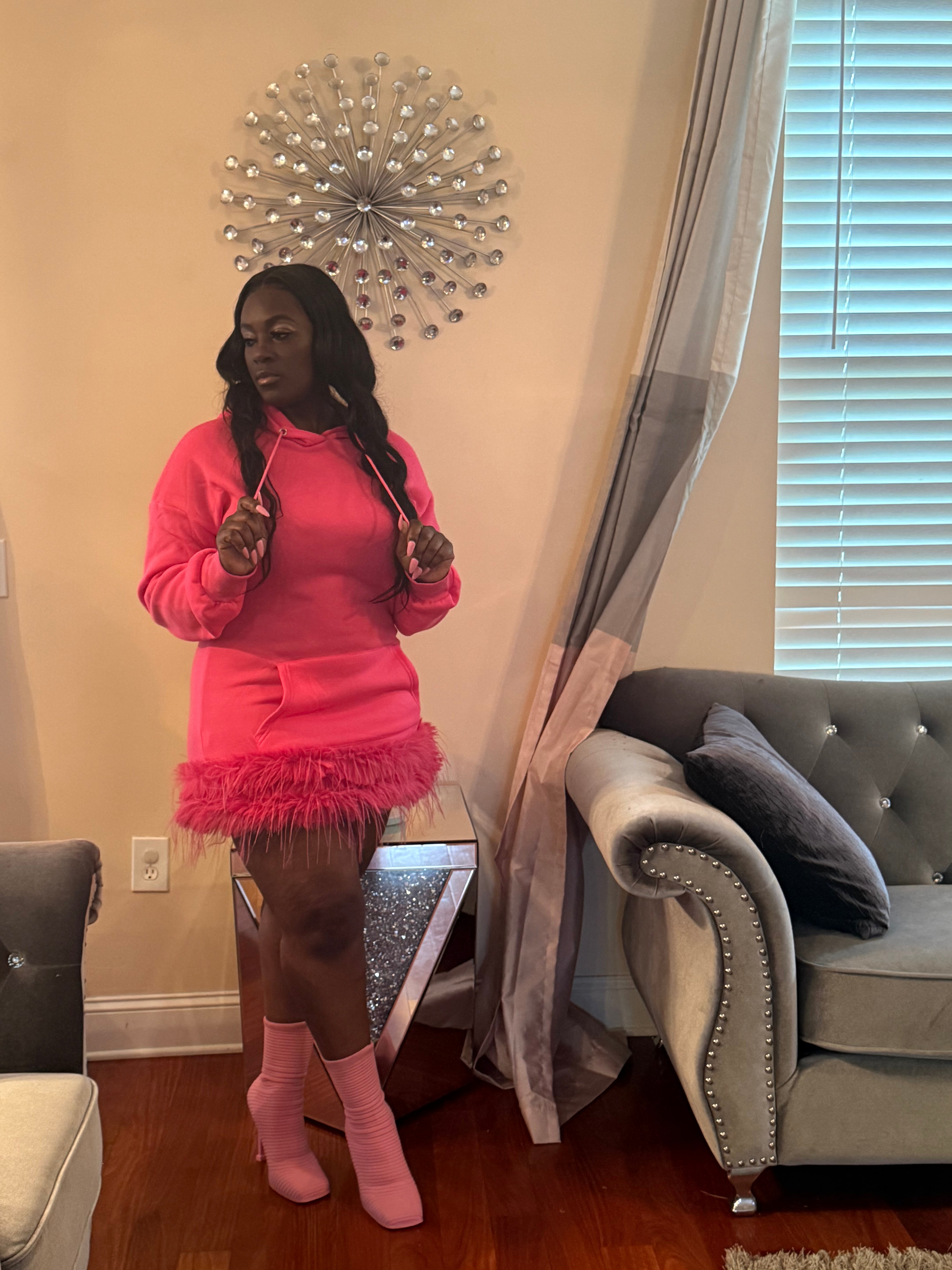 Furry Fusion Hoodie Dress