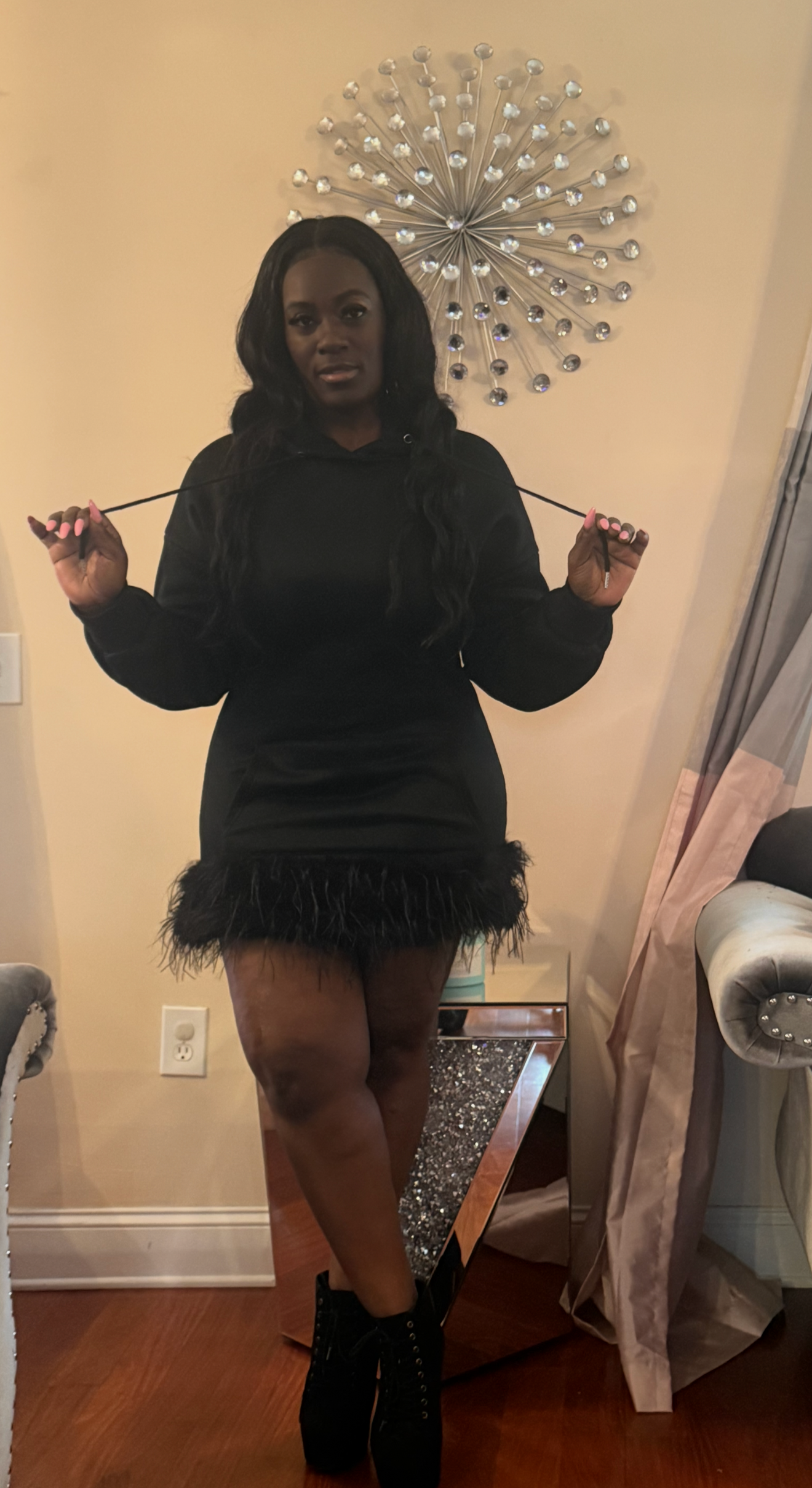 Furry Fusion Hoodie Dress